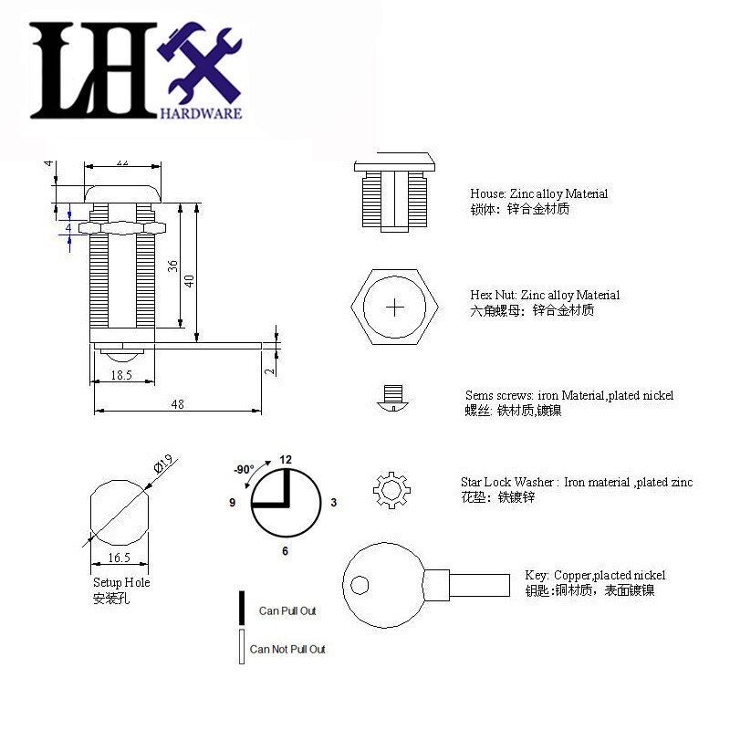 CMMS243 Hardware 22mm*46mm Long Cam Lock Security Zinc Alloy Locker Cabinet,Box,Drawer Lock Cerradura