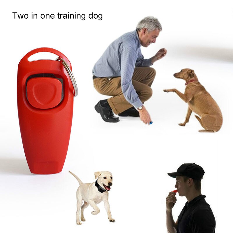 Combo hundklicker & visselpipa - träning, husdjurstränare klickvalp med guide, med nyckelring  ai88