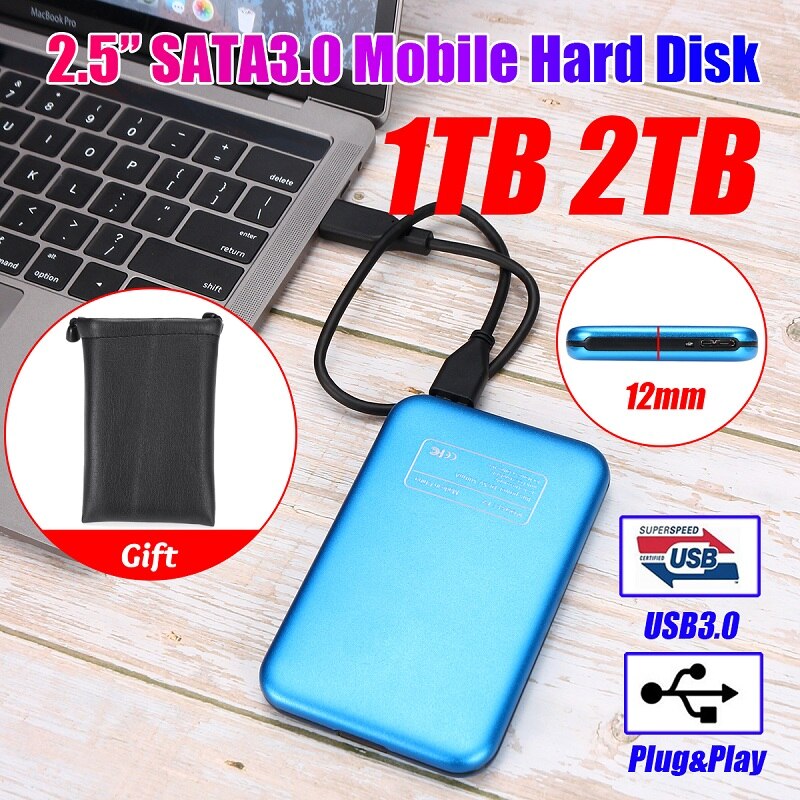 2.5 mobil harddisk usb 3.0 sata 3.0 1tb 2tb hdd diskotek duro eksterne eksterne harddiske til bærbar / mac: Blå 2tb