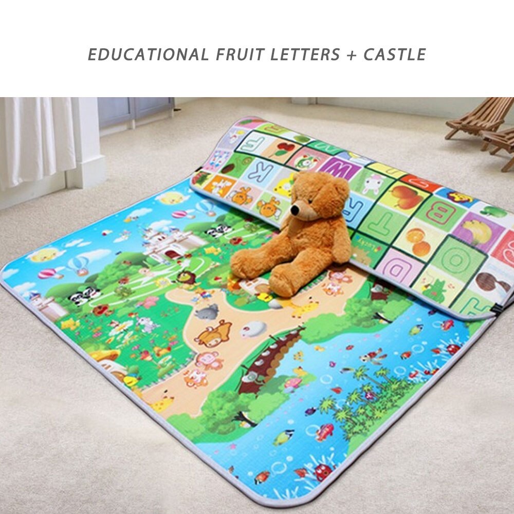 Måtte til børn baby legemåtte 0.5cm tyk kravlemåtte dobbelt overflade babytæppe tæppe dyre udviklende game pad: Pj4048a / 180cm*120cm