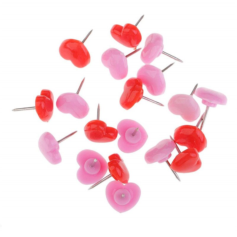 50Pcs Mini Pink Red Heart Push Pins Cute Heart-shaped Push Pin Thumbtack For School Office Supplies Kids Decorative Drawing Pins