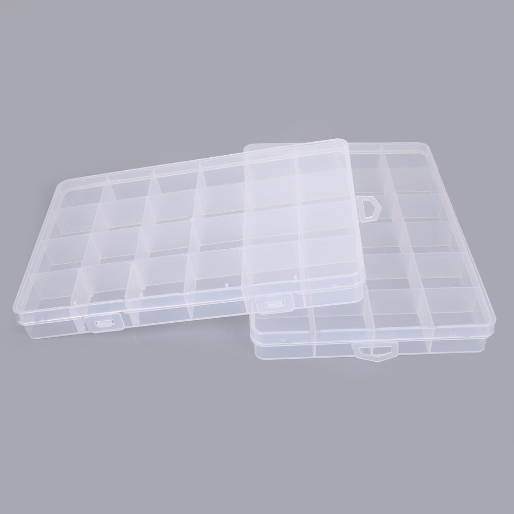 19x13x2.1 cm 24 Slot Slots Draagtas Plastic Bead Nail Ring Opbergdoos 2 Slot Verstelbare voor Sieraden Doos