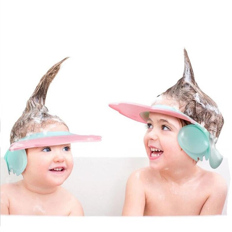 Børnehætte baby shower kasketter shampoo cap vask hår justerbar skjold vandtæt høreværn børn hatte spædbarn