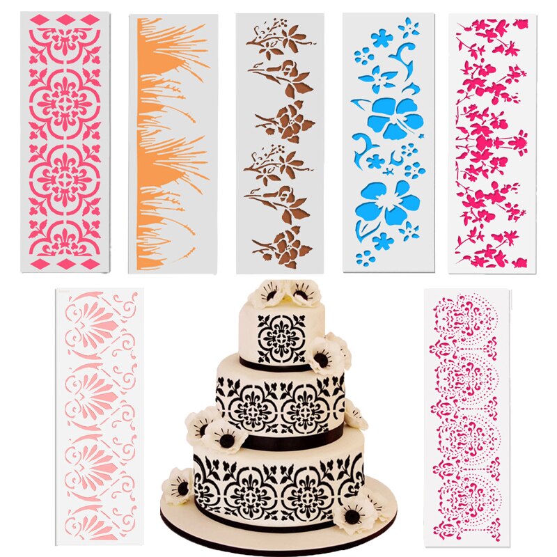DIY Stil Schokolade Fondant Druck Schablone Hohl Zucker Sieb bilden Hochzeit Kuchen Schablone Rand Dekoration Vorlage Backen Werkzeuge