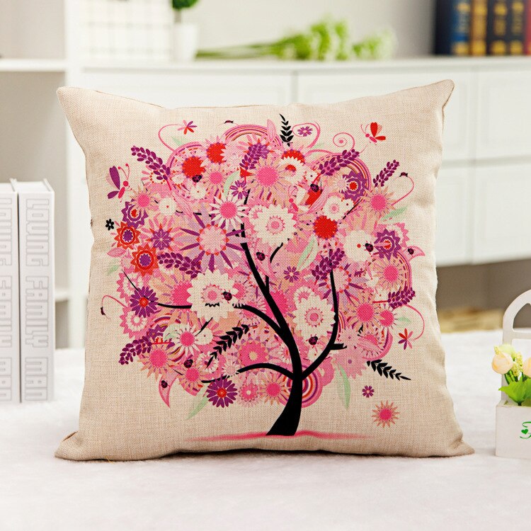 Cojín de sofá con estampado de árboles de vida, almohadas decorativas para el hogar, cojines para la espalda con estilo de coche,: 3