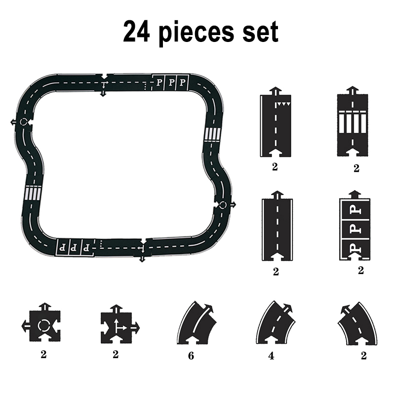 DIY PVC Puzzles Track Play Set Road Car Track Baby Puzzle Game Mat Floor Carpet Educational Learning Toys Nordic Kids Room Decor: 24 pcs set