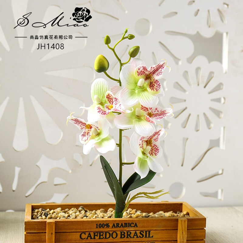 Fleurs d'orchidées papillons artificielles, 3/4/5 têtes, pour décorer la maison et le jardin, ornement de chambre à coucher de bureau, Table de bureau, bonsaï