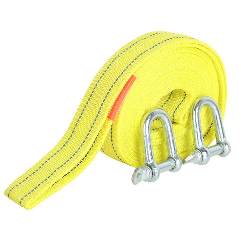 Sangle De Remorquage 6 Mètres - 3 Tonnes De Capacité - Câble Plat Avec Crochets Acier Et Sécurité - Couleur Fluorescente - 1
