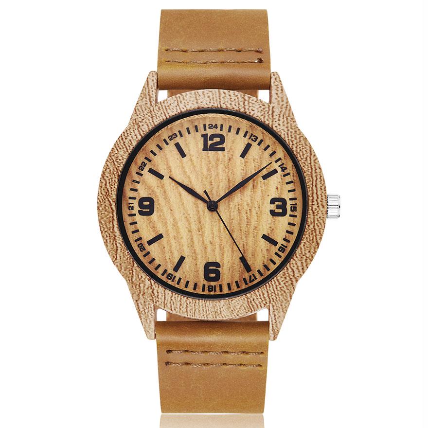 Wood Watch Men Women Couple Quartz Imitation Bamboo Wooden Male Animal Horse Watch Watches Leather Wrist Clock Reloj: W7 Unisex