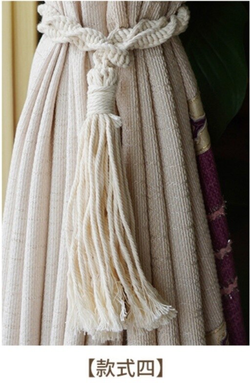 Sujetadores de macramé hechos a mano para cortina, Clips de algodón con borlas, correas de cuerda, soporte de cortina, accesorio para decoración del hogar: D