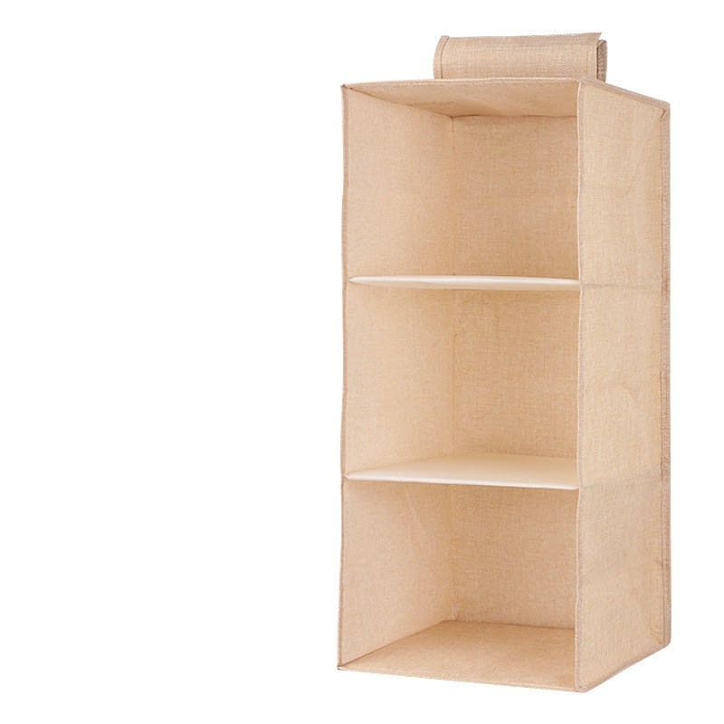 Household Clothes Hanging Drawer Box Underwear Finish Storage Closet Storage Rack Shelf Box Storage: Beige three layers