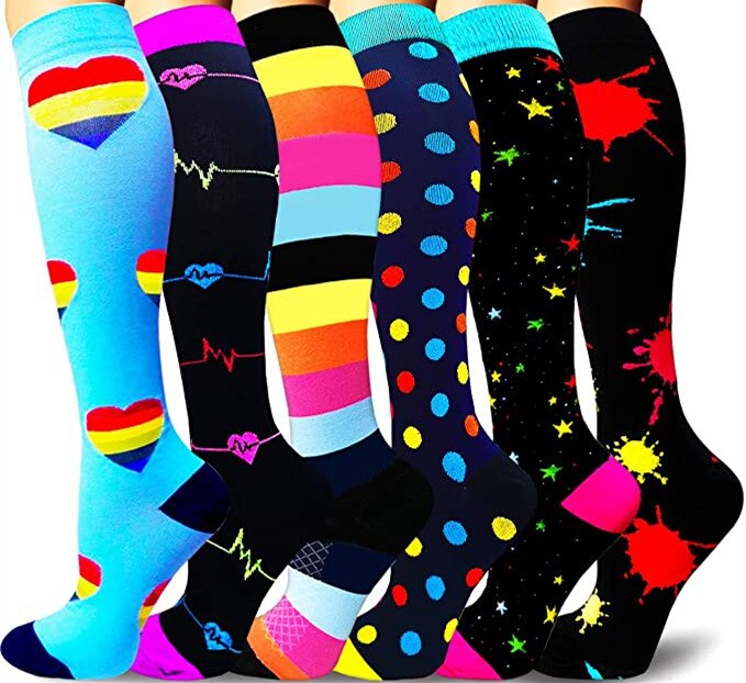 Compression Cycling Socks 3 Pairs/6 Pairs Per Set Pressure Socks Sports: 6 pairs c / L XL