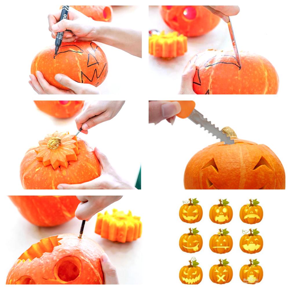 14 stk halloween græskar udskæring værktøjssæt græskar skære skulptur dekoration køkken værktøj sæt