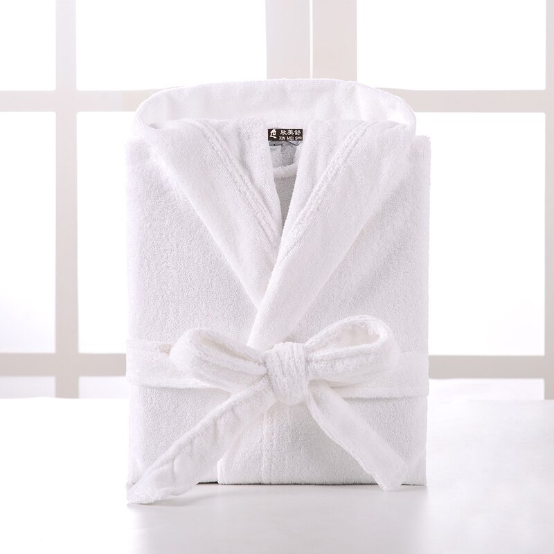 Hooded Bathrobe Men 100% Cotton Long Terry Towel Big and Tall Towel Bathrobe Male Terry Cloth Bath Robe Sleeping Dressing Gown: White / L(170-180cm)