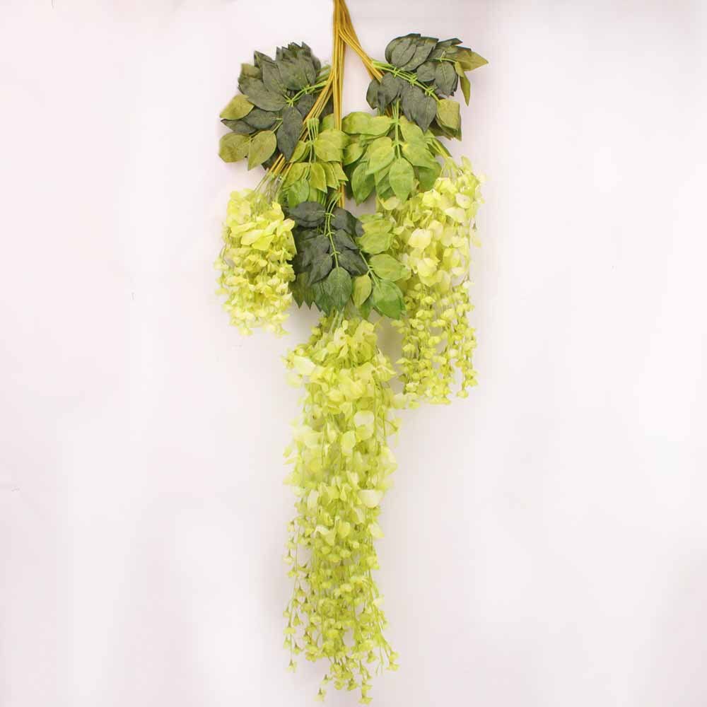 Flor Artificial de glicinia, plantas de plástico falsas, hojas que cuelgan de mimbre para casa, boda, guirnalda de decoración para la pared del hogar: green