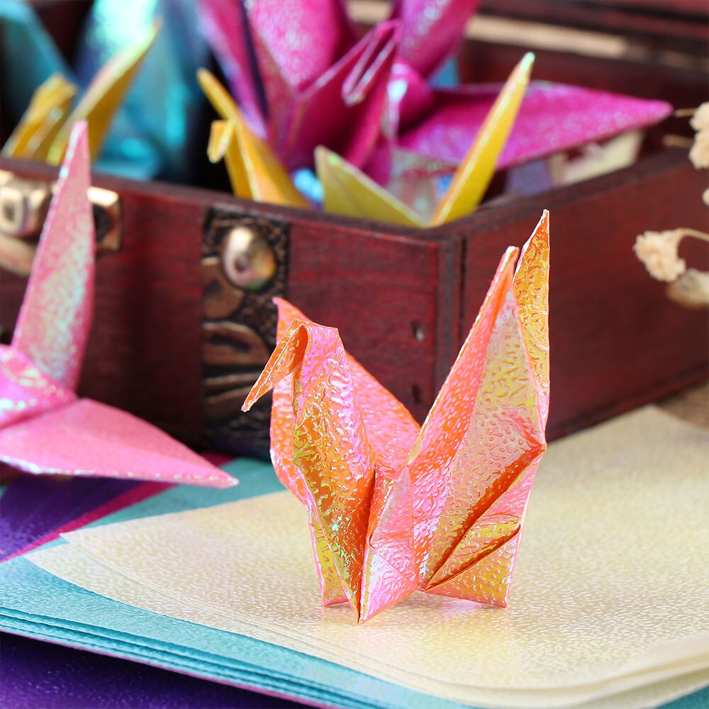 50pc 10cm Origami Shining Paper Glitter Craft DIY Material Bird Animal Star Boat Folding Origami Paper Sparkling Glitter Paper