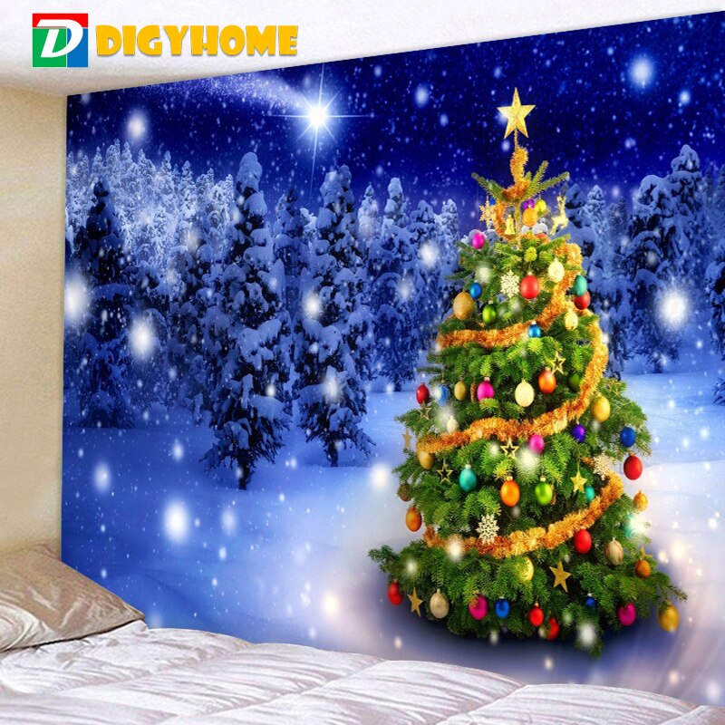 Juletæppe snemand juletræ varm følelse smuk boligindretning polyester tynd julevæghængende klud