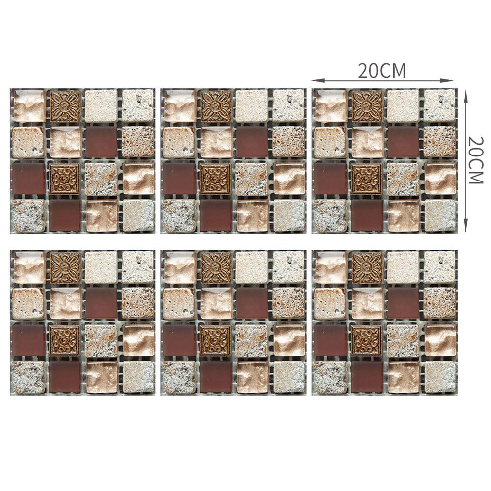 6pcs Waterproof Tiles Mosaic Stickers Mildew-proof Surface Covered with Film Kitchen Bathroom Toilet Adhesive Wallpaper: MSC030