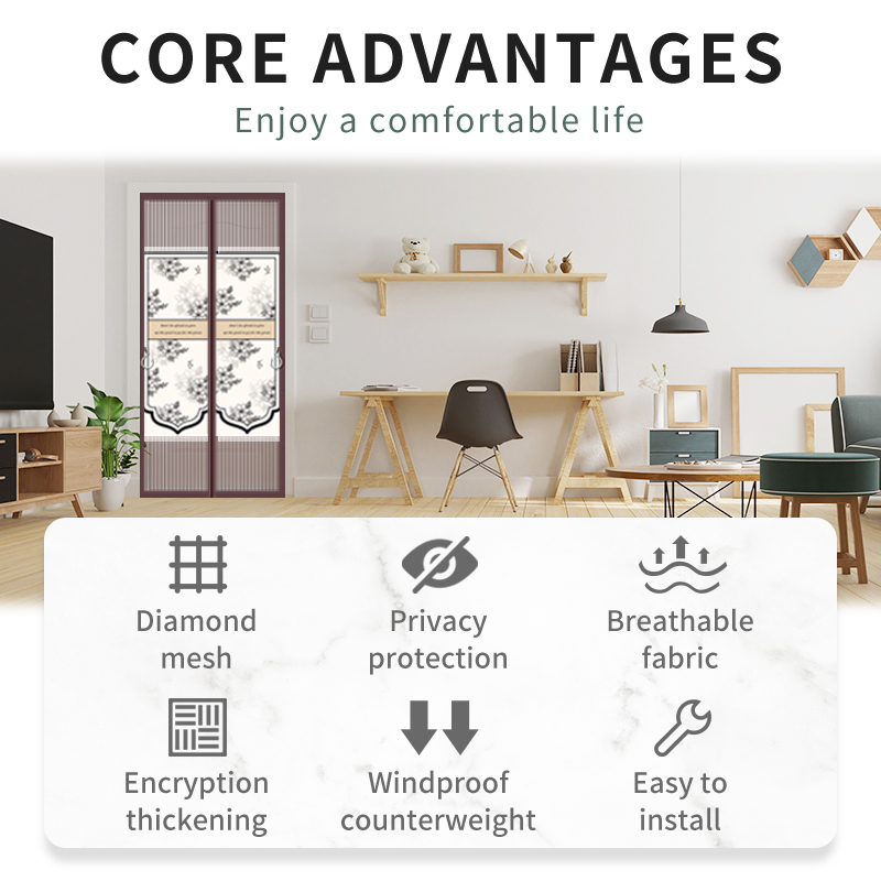 Magnetic Screen Doors, Heavy Duty Magnetic Door Screens, Reinforced Fiberglass Screens, Anti-mosquito Door Curtains