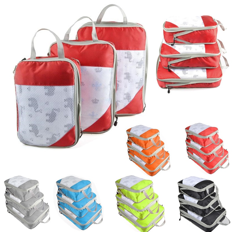 Ensemble de sac de rangement Compressible trois pièces Compression emballage Cube voyage organisateur de bagages pliable sac de voyage organisateur