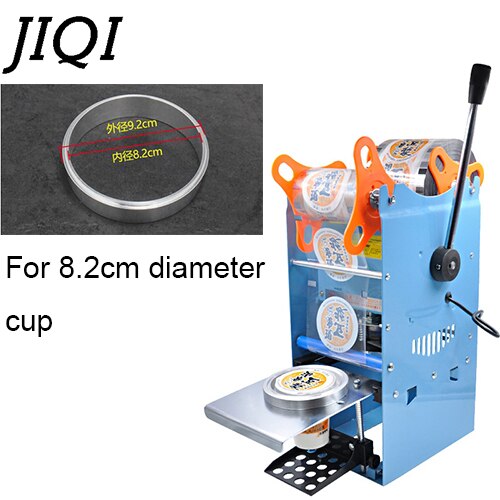 JIQI Manual Handle cups sealing machine hand electric drink sealer pressure lid sealing maker Bubble milk tea shop closure Cup: for 8.2cm cup