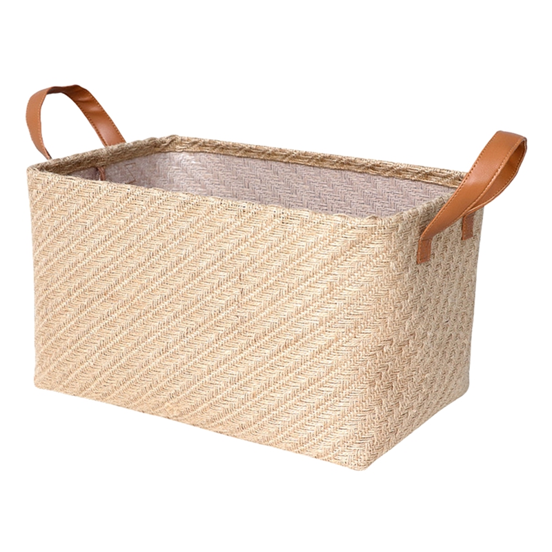 Folding Storage Basket Foldable Linen Storage Box Bins Fabric Organizer Organize Office Bedroom Closet Toys Laundry Basket: Khaki storage basket / 48x33x26cm