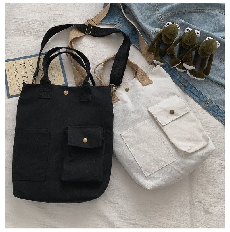 Zuid-koreaanse vrijetijdstas met wild pocket canvas, leuke schoudertas, studentenpersoonlijkheid, damesschoudertas