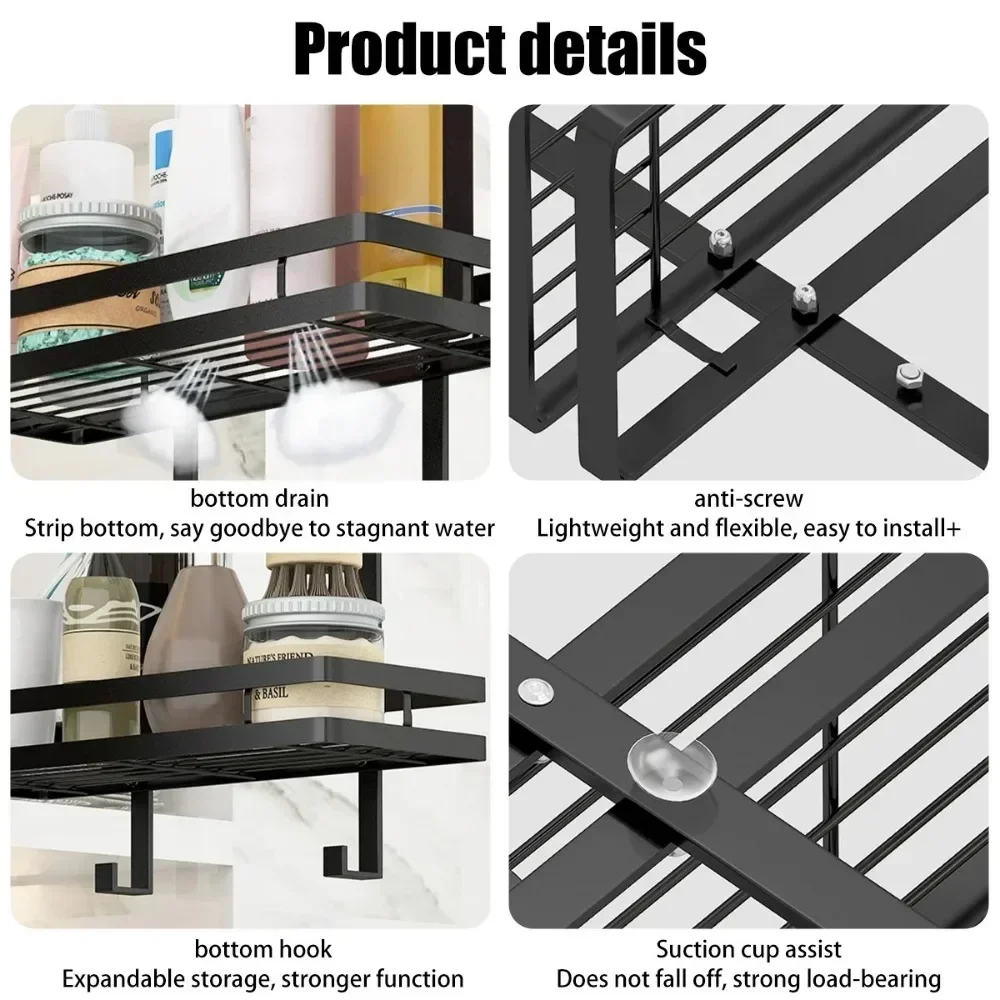 Roestvrij staal hangende badplank opslag zonder boor mandhouder enkele dubbellaags douche shampoo plank badkameraccessoires