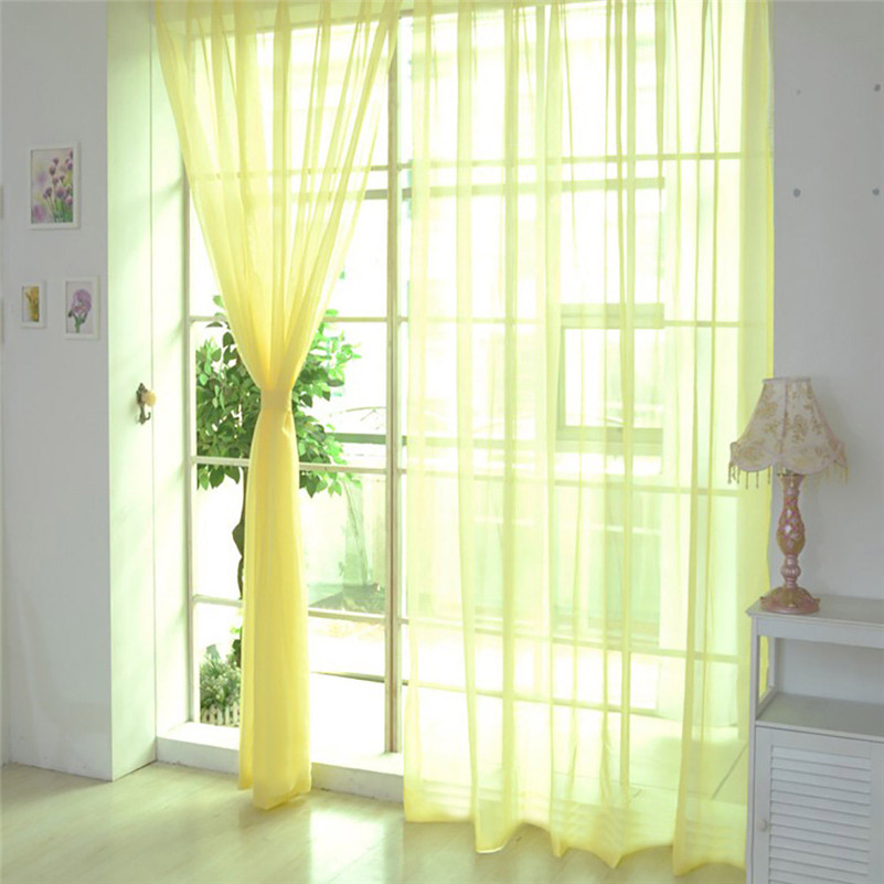 Pure Kleur Tulle Deur Gordijn Europese en Amerikaanse stijl Screening Solid Drape Panel Sheer Tulle Voor Woonkamer/ C: E