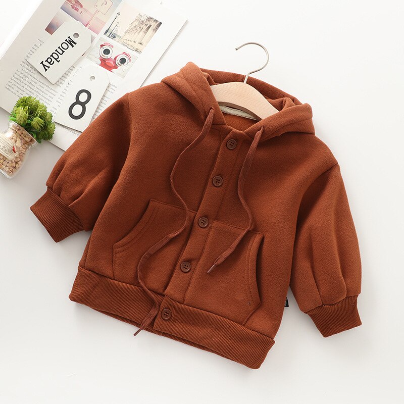 Citrus Herfst Lente Kinderen Kids Jongen Jas Effen Mode Meisje Lange Mouw Vest Baby Kapmantel Voor Peuters