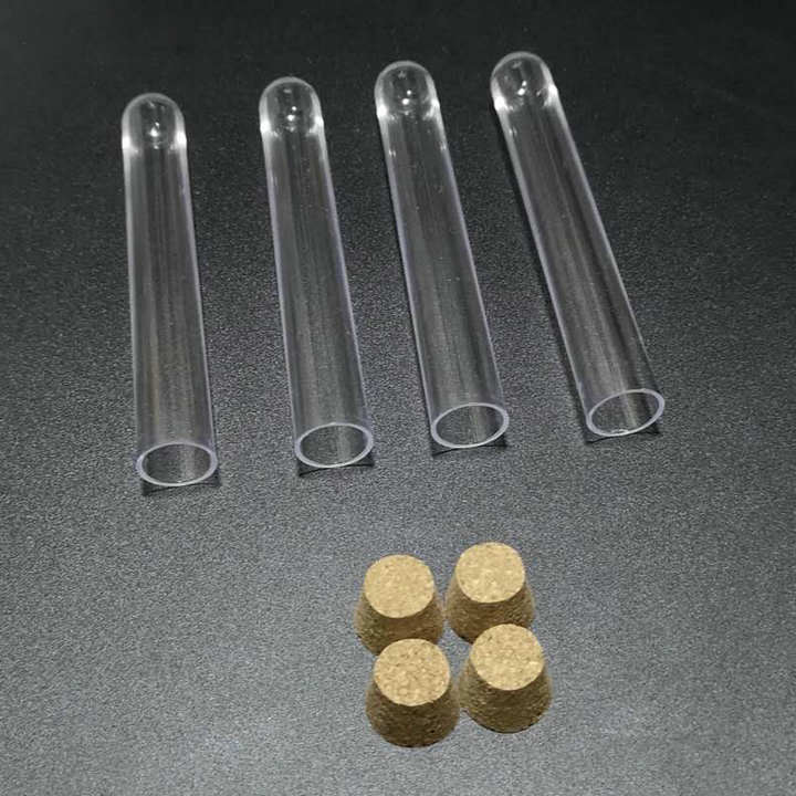 20pcs/lot 15x100mm Clear Plastic test tubes with cork stopper