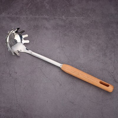 Utensilios de cocina de madera resistentes al calor, utensilios de cocina, cuchara de acero inoxidable para sopa, utensilios de cocina, espátula, cuchara, colador, herramienta de cocina: G
