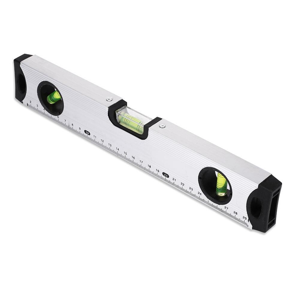 Measuring Ruler Spirit Level 300mm Silver Measure Construction Site Angle Gauge Aluminum Alloy Sturdy Practical