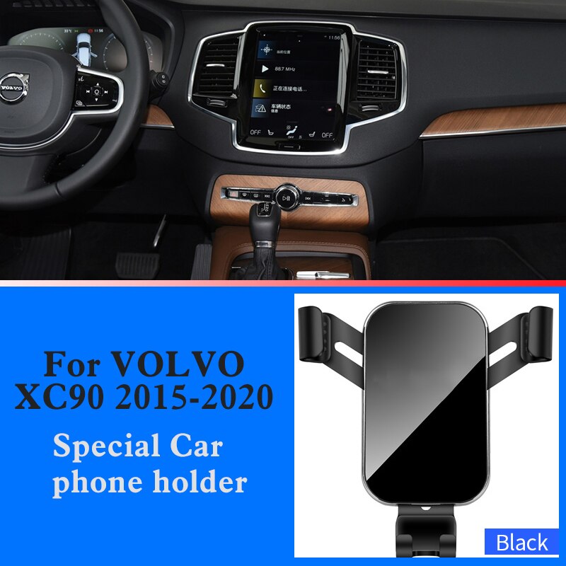 Soporte de teléfono móvil para coche, accesorio Interior de navegación por gravedad, GPS, para VOLVO XC60, XC40, XC90: Black For XC90 15-20