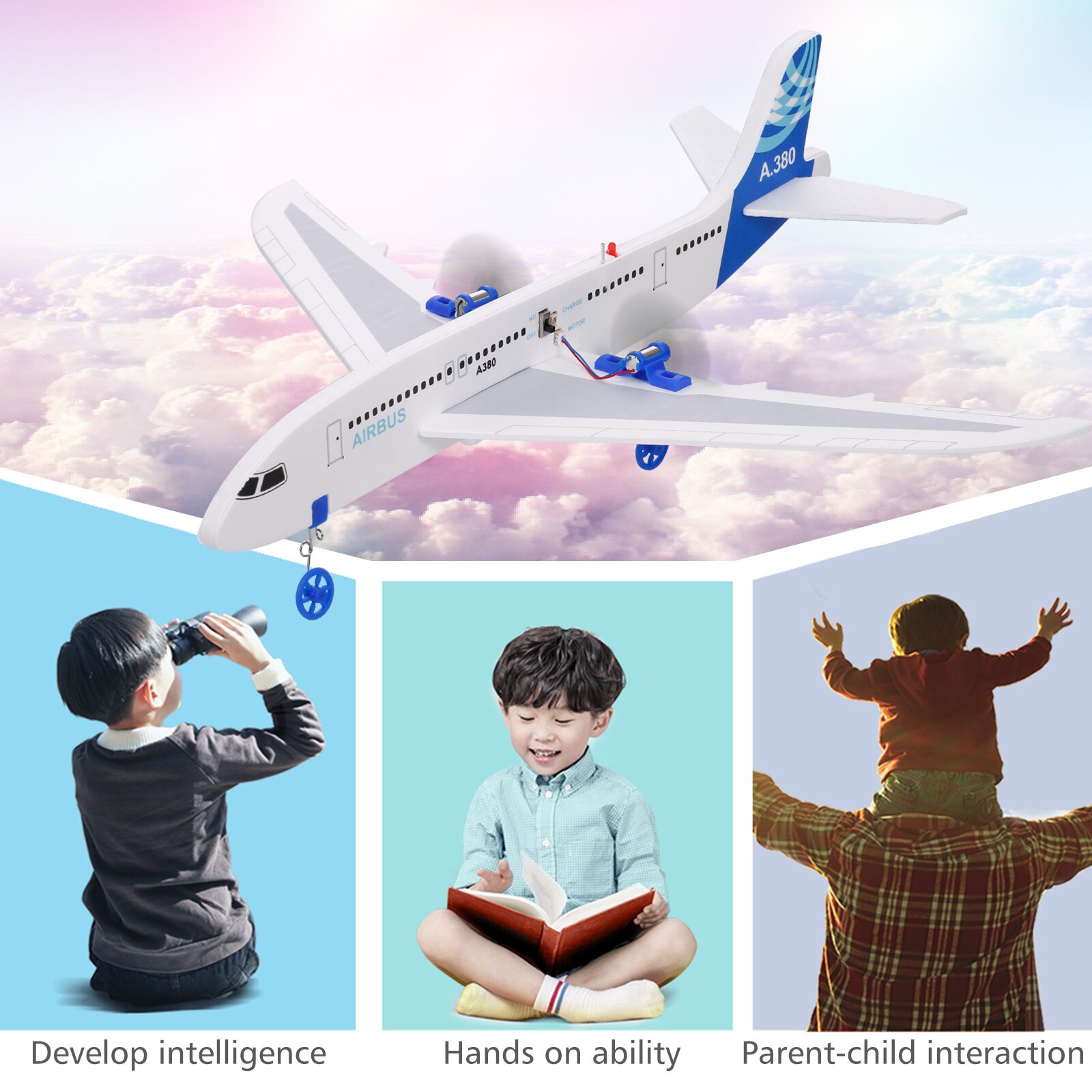 A380 RC Airplane 2.4GHz 2CH Small Plane DIY Flight Toys Foam RC Plane for RC Toys beginner