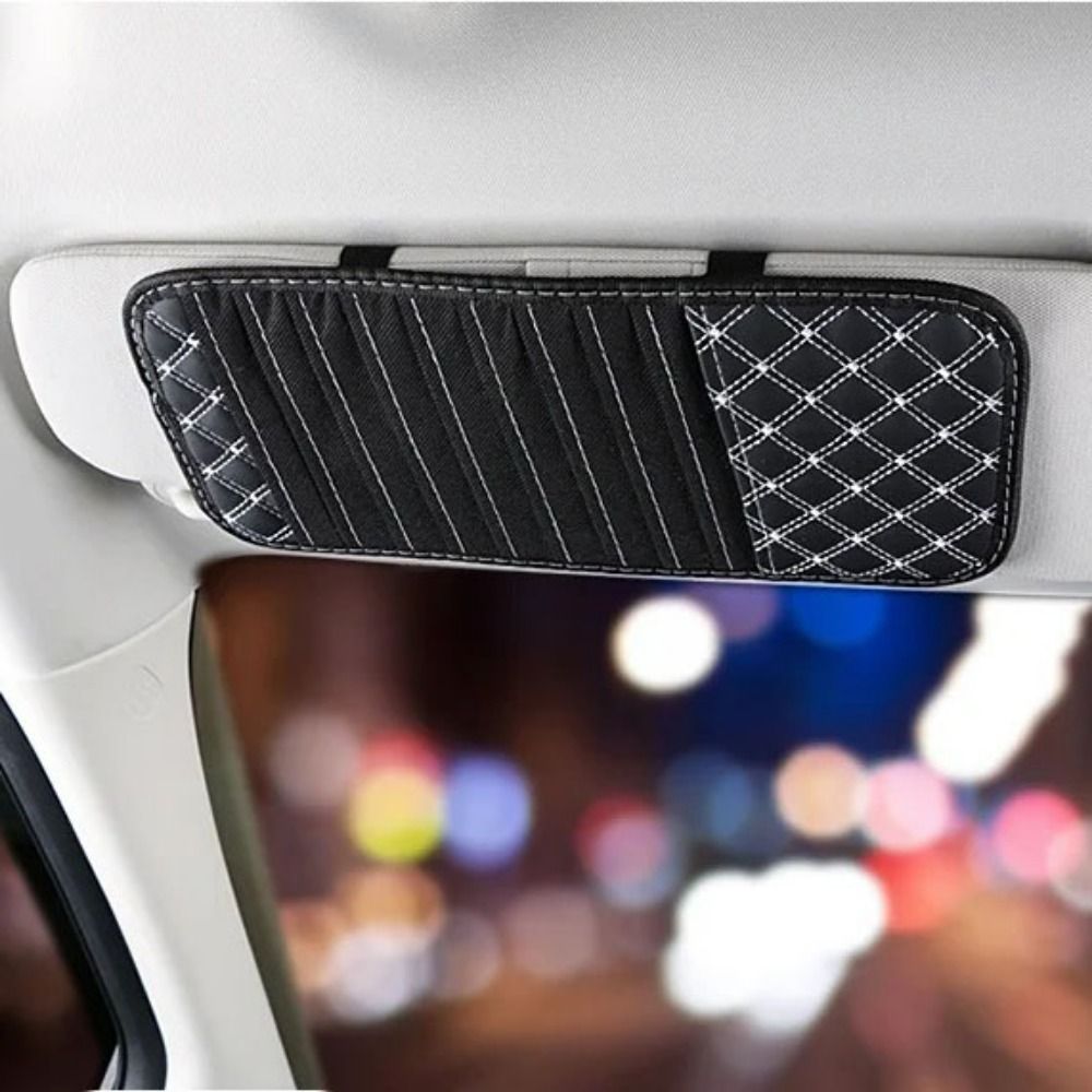 Sun Visor PU Leather Car CD Holder Bag Anti-Lost Pouch Car Disc Storage Case Red/White Safe Auto DVD Leather Clips CD DVD Disc