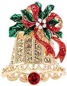 Farverige vintage rhinestones sløjfe juletræ klokker broche til kvinder jule jakkesæt nåle smykker frakke kjole tilbehør: 5