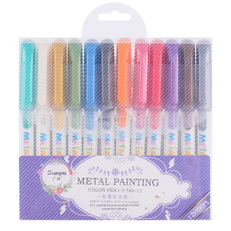 Juego de rotuladores de pintura artística, pluma metálica de 8/12/20 colores para álbum de fotos, papel negro, dibujo hecho a mano, material de arte escolar Crfat