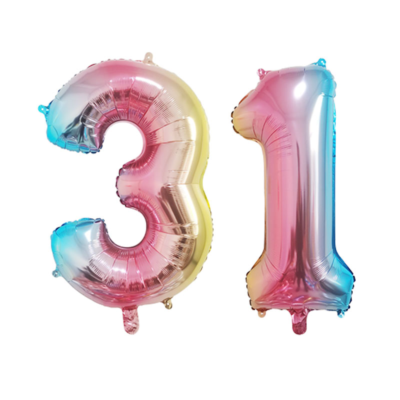 2Pcs 32 Inch Gold Silver Black Blue Pink Helium Foil Number Balloon 28 29 30 31 32 33 Happy Birthday Party Decoration Supplies