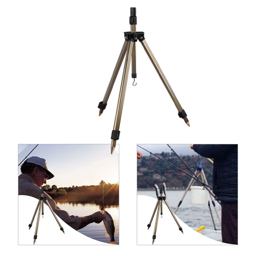 Fishing Rod Holder Retractable Collapsible Tripod Stand Pole Holder Plug Aluminum Alloy Bracket for Shore Beach Pole Coarse