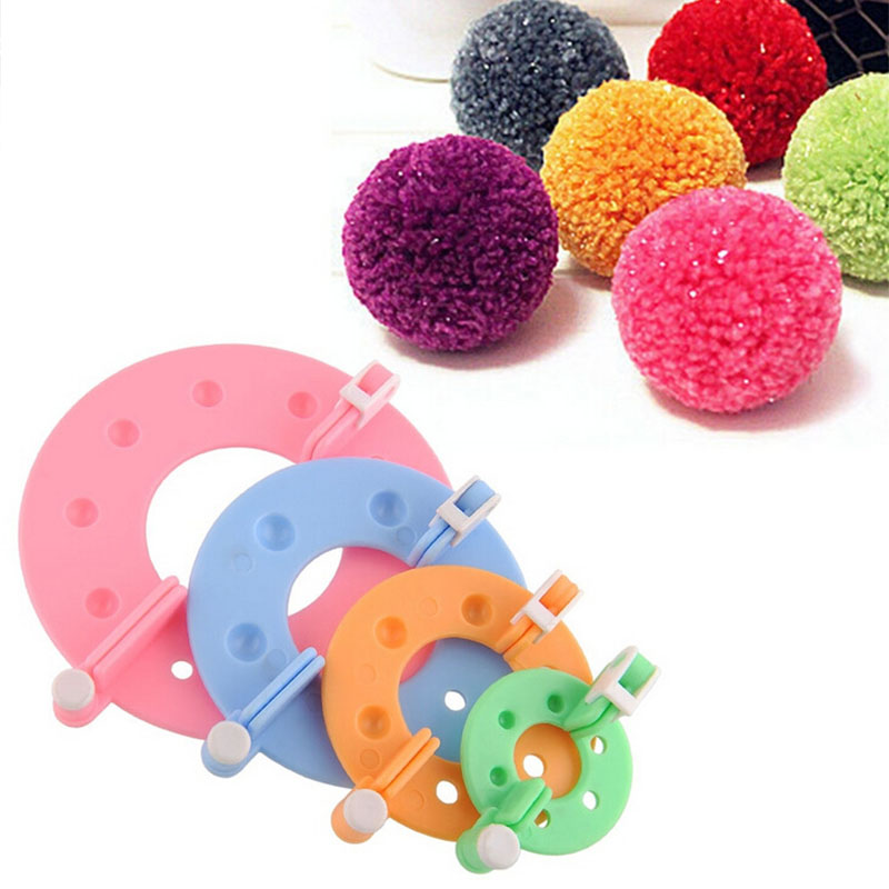 4 Stks/set Diy Naald Ambachten Pompom Maker Breien Loom Kit Pluis Bal Weave Gereedschap Draagbare 4 Size Plastic Kinitting Accessoires