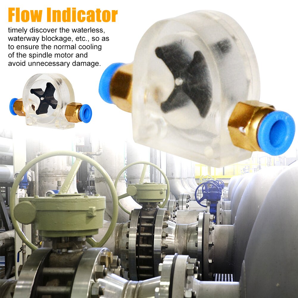 Flowindikator flowmåler vandkøling flowindikator meter kobberforkromet graveringsmaskine computer spindel motor vandvej
