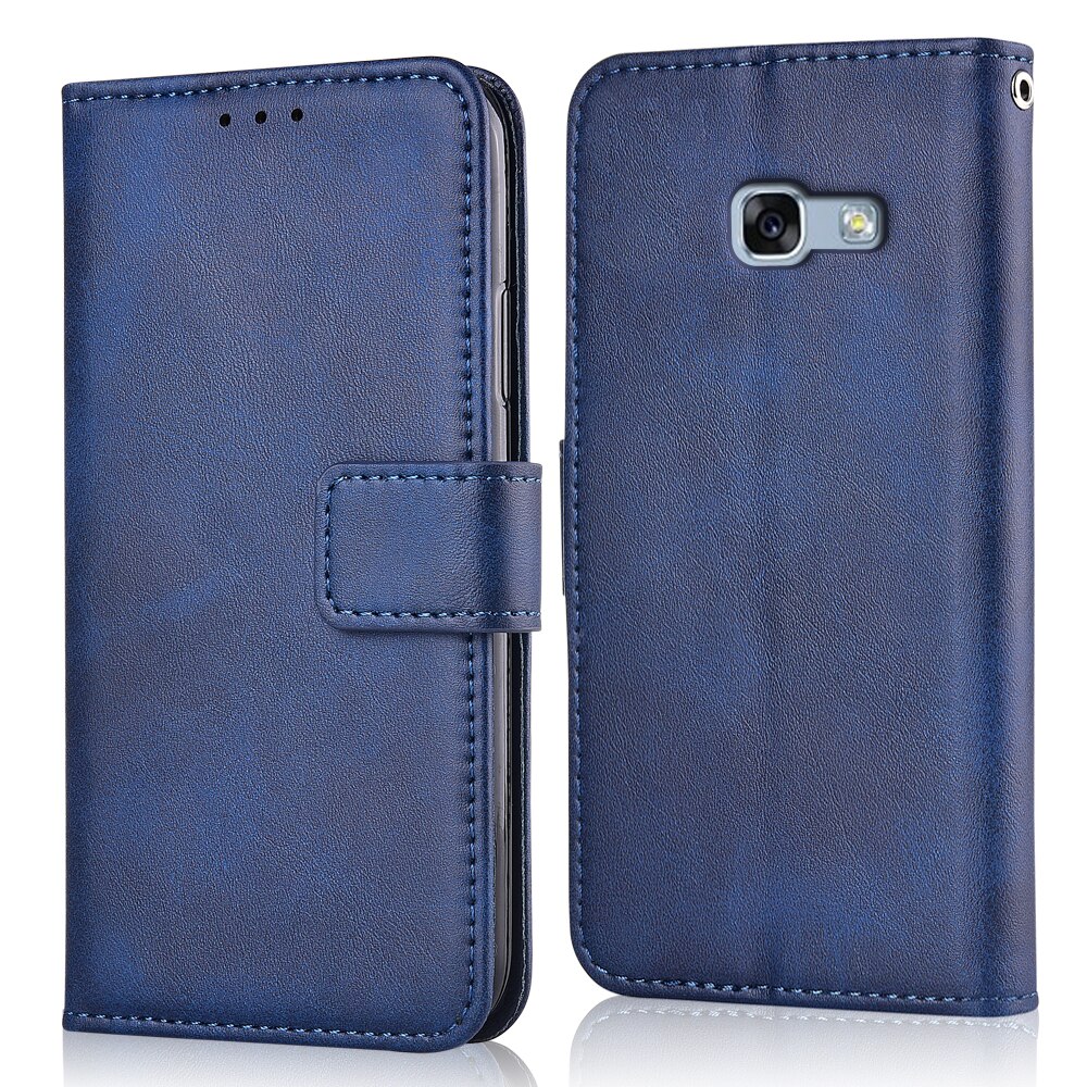On Galaxy A5 Leather Wallet Case For Samsung Galaxy A5 A520 A520F SM-A520F Cover Phone Bag For Samsung Galaxy A5 Case: niu-Dark Blue