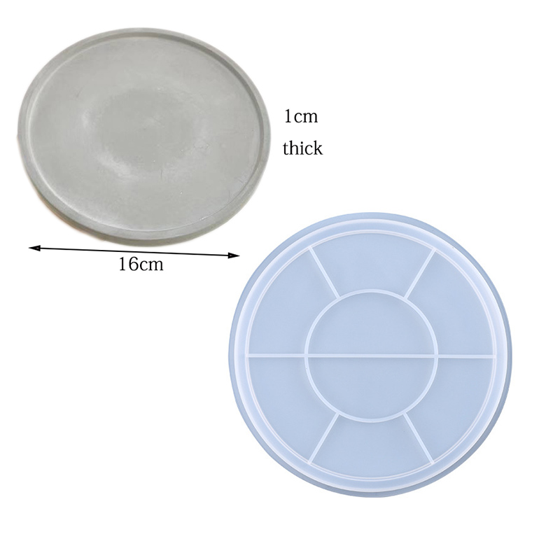 Silicone Kitchen tray Mold Rectangle Tray Mold Base Tray Silicone Mold Terrazzo Round Plate Concrete Epoxy Clay Plaster Mold: 16cm round