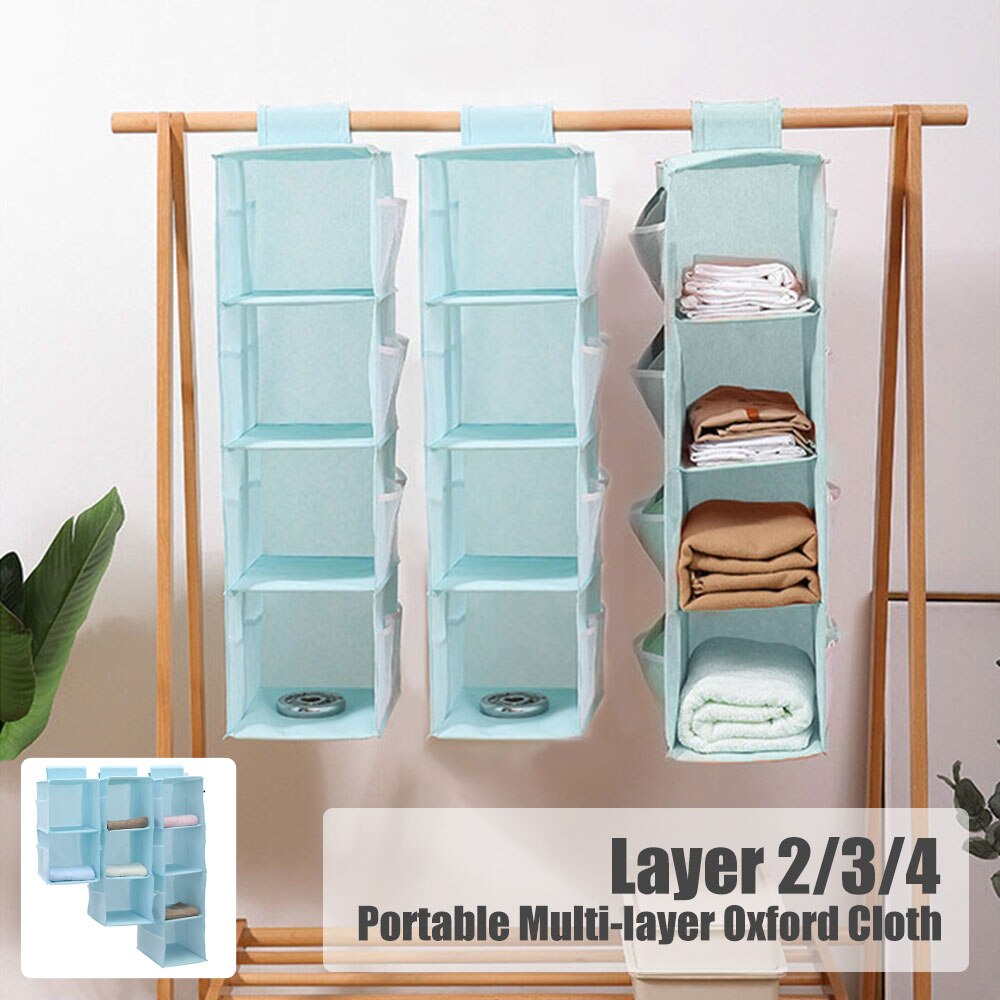 Bolsa de almacenamiento colgante para armario, perchas de ropa de múltiples capas, estante organizador portátil, estante de tela no tejida para sujetar ropa