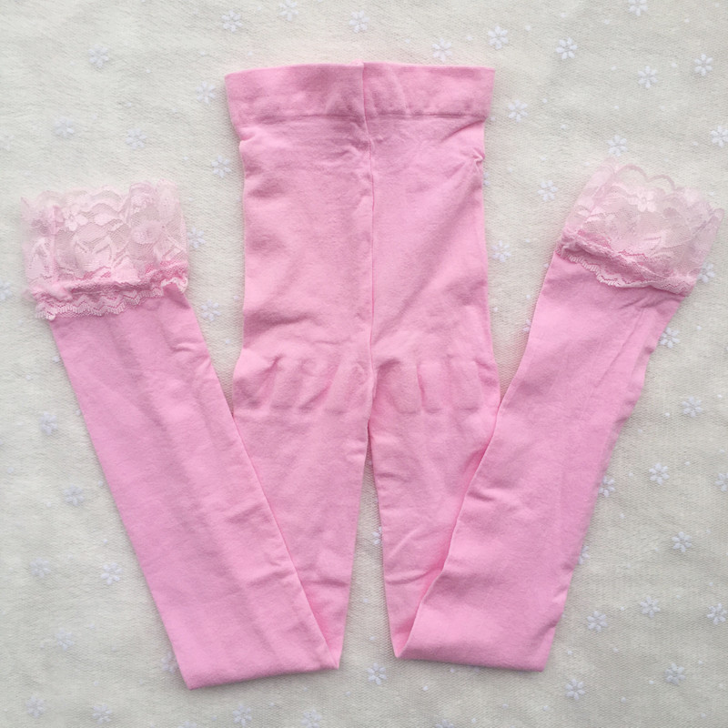 Meisjes Lente Herfst Kant Skinny Broek Kids Kleurrijke Leggings Kinderen Panty: Pink