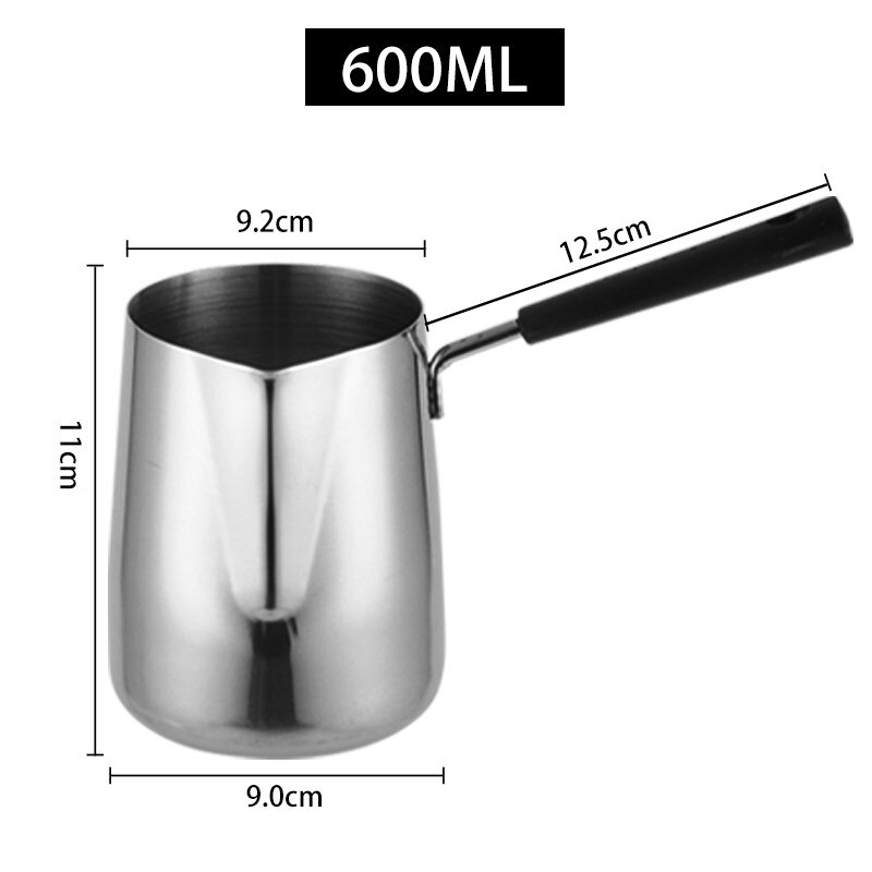 Moka slitesterk tyrkisk kaffekanne induksjon komfyr tekanne vannkoker gasskomfyr oppvarming rustfritt stål melk skummende mugge latte gryte: 650ml