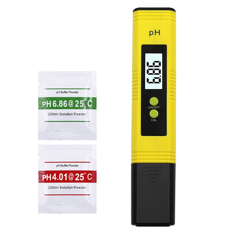 High Accuracy 0.01 LCD Digital PH Meter Tester for Water Food Aquarium Pool Hydroponics Pocket Size PH Tester Large LCD Display: yellow