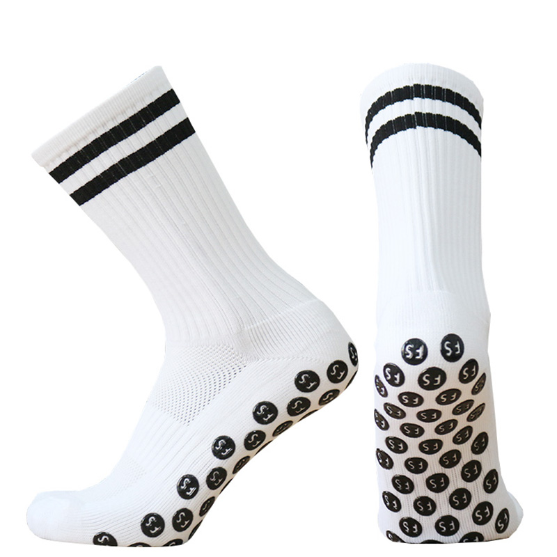 Sport Mannen Vrouwen Anti Slip Fs Voetbal Sokken Baseball Rugby Grip Voetbal Sokken: FS stripe White