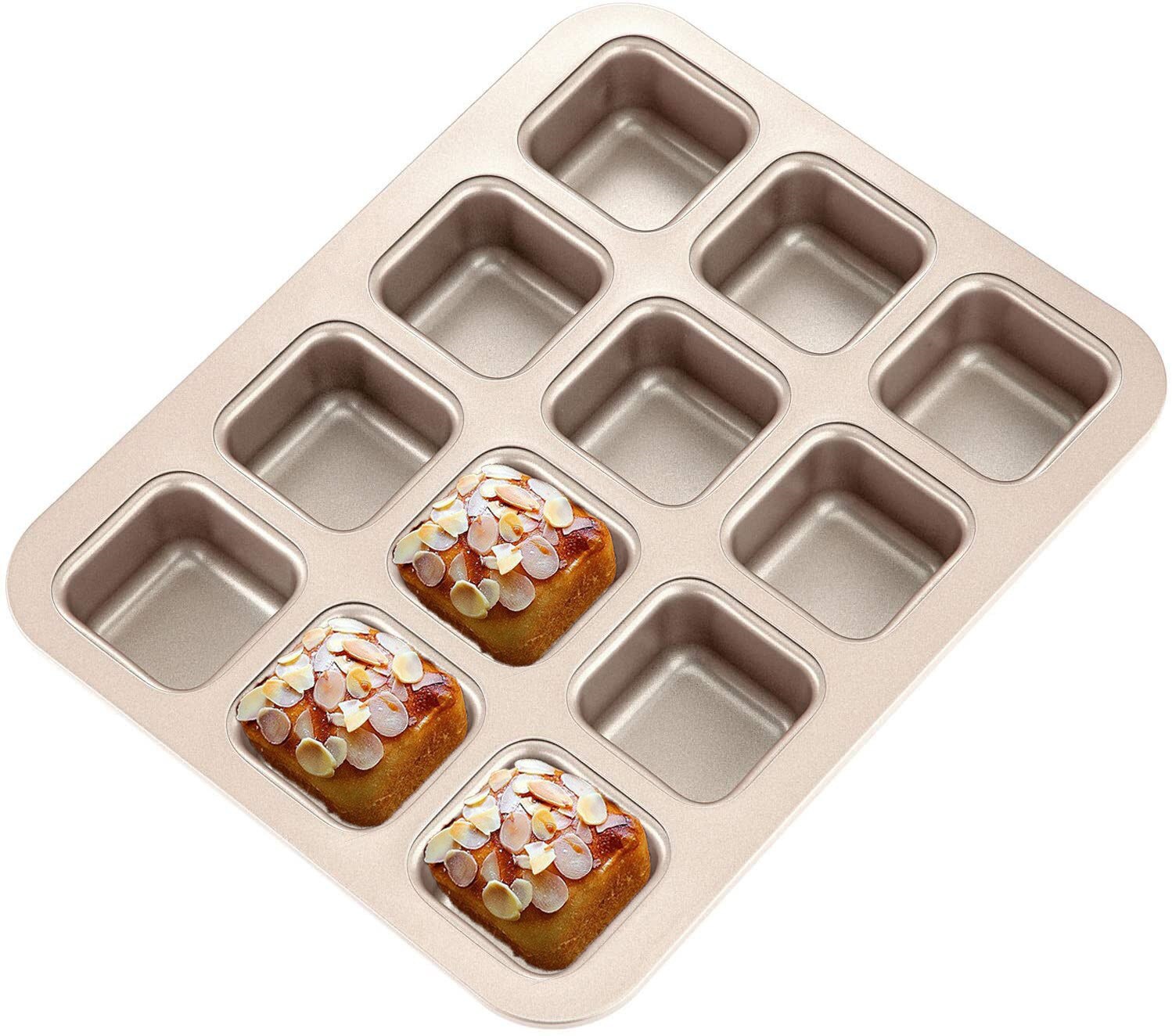 12 Cups Cake Mold Square Mini Bread Burger Muffin Cupcake Mold For Household Non-Stick Baking Pan Oven Trays Pastry Tool